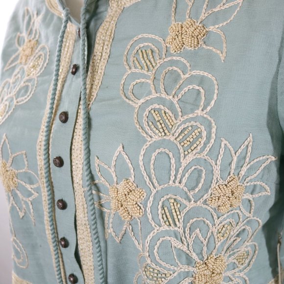 Aratta Silent Journey Mint Buttoned Tunic Top - Picture 4 of 13